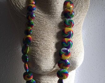 swirl necklace multicolored elastic