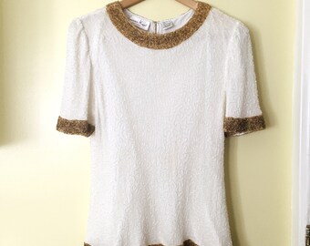 Vintage Laurence Kozar Hand Beaded Top