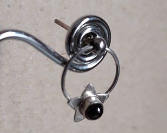 Petites boucles d’oreilles argent, hoop boucles d’oreilles bijoux de fille de fleur, étoile grenat cabochon bague de lobo, communion boho, Bohème
