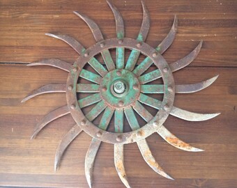 Primitive Wall Art Iron Cultivator Blade Farm Machinery Barn Wedding Decor farmhouse decor wall hanging Folk Art rustic decor iron wall art