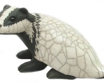 Badger - ceramic raku fired sculpture