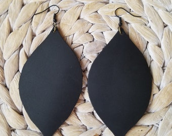 Genuine Leather Handcut Leaf Earrings