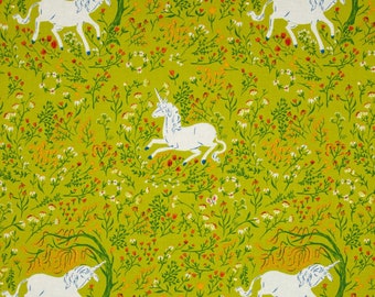 Heather Ross Far Far Away Windham fabrics Unicorn green FQ or more OOP HTF