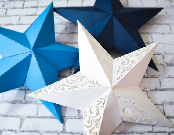 Download 3D Paper Star Printable Template SVG Star Cut Files DXF