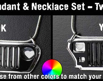 Jeep Grill Pendant and Necklace Set - You choose colors - Custom made to order