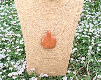 Wandoo Wood Necklace Pendant - Australian Eucalyptus wood pendant silver necklace - Hand made