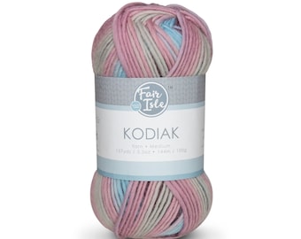 Fair Isle Kodiak Medium-Weight Single Ply Yarn, 100% Superwash Wool, Space Dye Modern Color Yarn