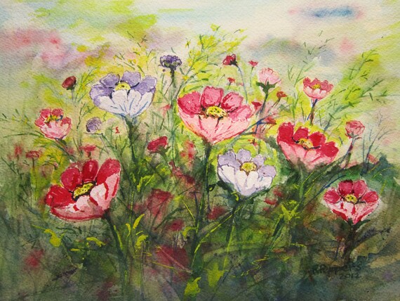 Flower Field watercolor print watercolor flowers flower