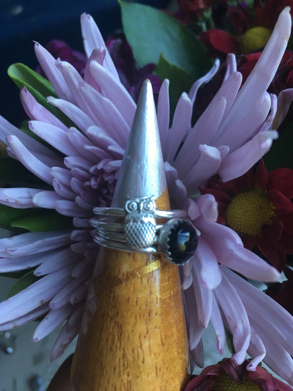 Stacking Rings, Made to Order, Onyx and Owl