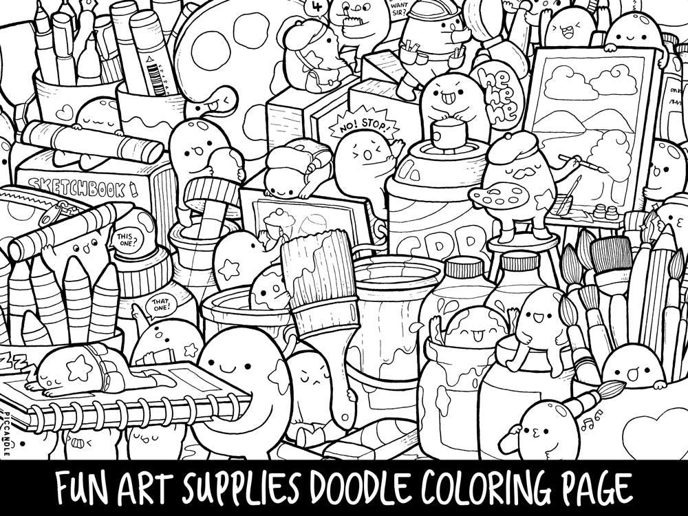 printable cute doodle monster coloring pages