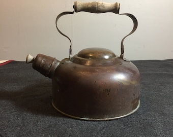 Solid Copper Odi Tea Kettle - Portugal - Kettle with Whistler - Antique Copper Tea Kettle