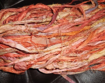About 20 yards with shades of brown and some pink...Indian product
