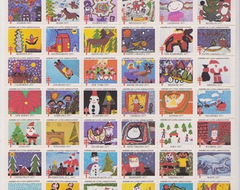 1977 Christmas Seals Issued by American Lung Association, Full sheet of 54 Seals, Children of America
