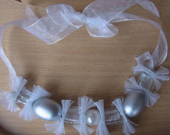 white and gray wedding necklace / white bride jewel / wedding accessory / bijou mariage