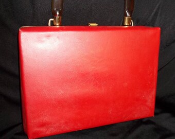 MOD Red Vinyl Vintage 1950's 1960's Rockabilly BOX Purse Handbag