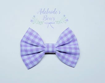 Lavender Gingham Hair Bow