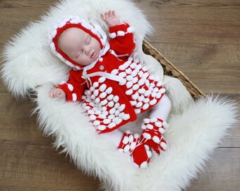 KNITTING PATTERN For Pom Pom Jacket, Hat & Booties PDF 201 Digital Download