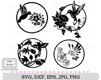 Hummingbirds SVG - Birds SVG - Digital Cutting File - Graphic Design - Vector File - Instant Download - Svg, Dxf, Jpg, Eps, Png