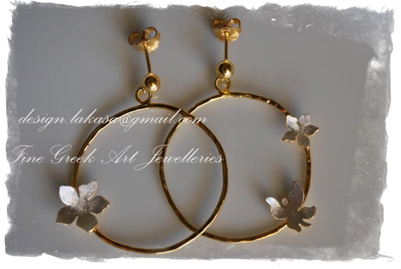 hoop earrings butterfly flower sterling silver jewellery gold plated lakasa eshop best ideas gift for her woman wife anniversary christmas