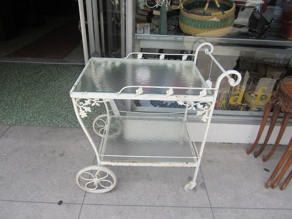 Iron Garden Cart with Glass shabby chic