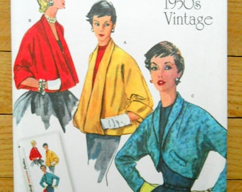 Sewing pattern for 1950s vintage toppers, Simplicity 1319 reproduction of a vintage pattern, women's jackets and bolero pattern