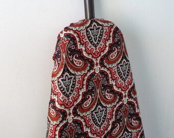 Ironing Board Cover - deep cherry red and green damask like pattern