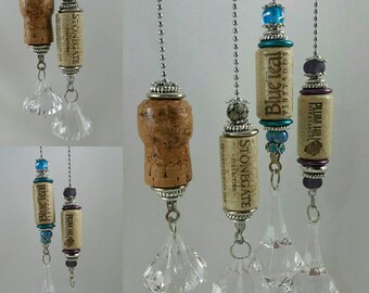 Champagne, Wine, Beer Cork Light or Ceiling Fan Pull