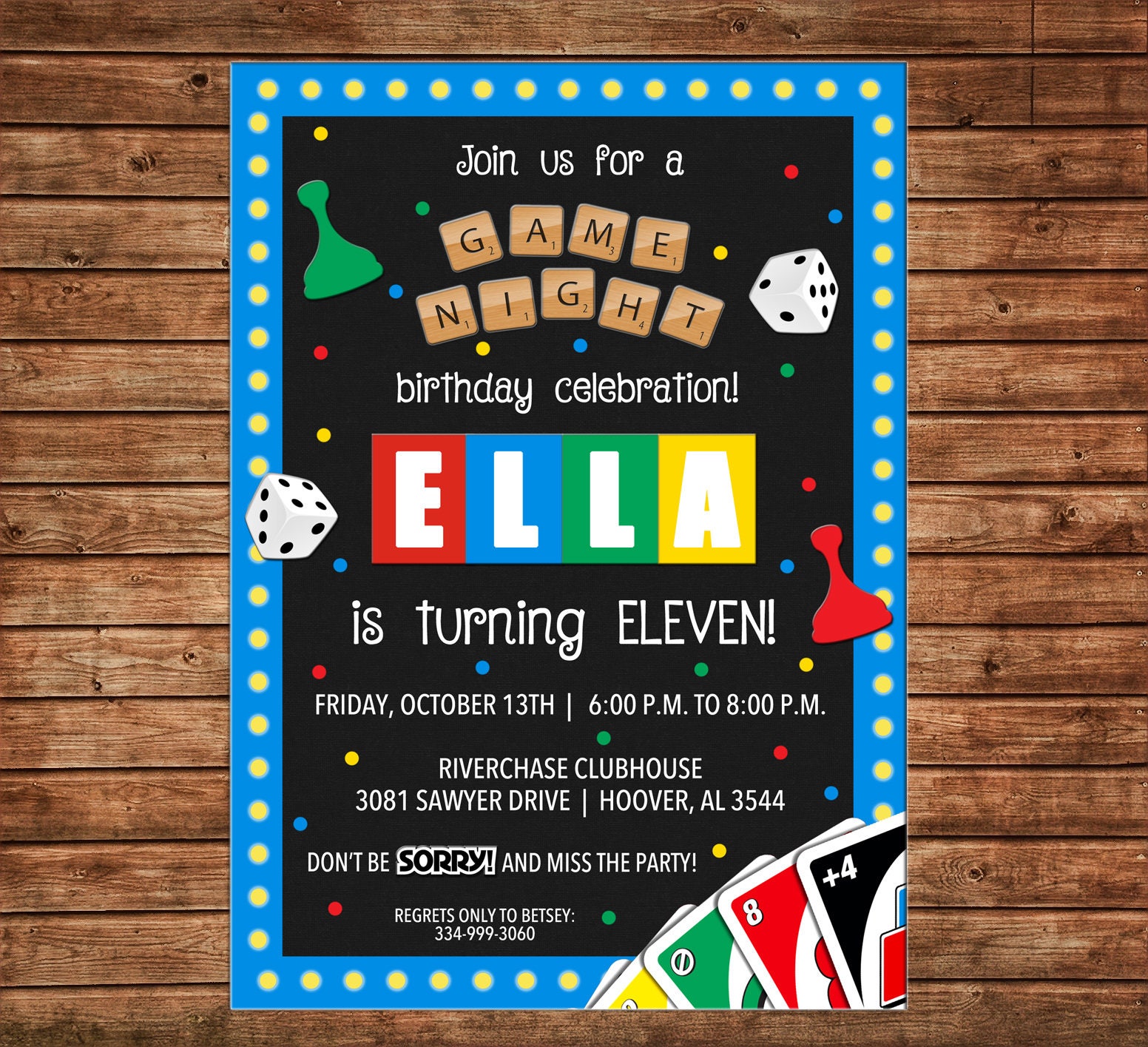 Download Boy or Girl Invitation Board Game Cards Game Night Birthday