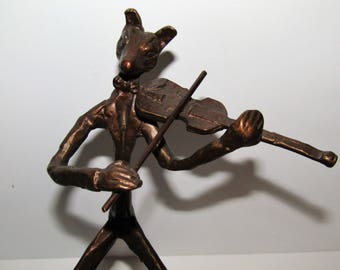 Fox Bronze Violinist Figurine