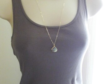 14Kt gold filled labradorite necklace; long gold gemstone necklace; gemstone layering necklace