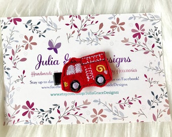 Firetruck Hair Clip, Toddler Hair Clip, Baby Hair Clip, Baby Girl Hair Clip, Girl Hair Clip, Clippie, No Slip Hair Clip, Baby Barrette, Clip