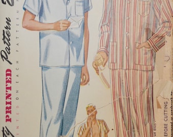 1950s mens pajamas pattern, simplicity 2051