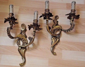 Vintage French Bronze Rococo/Baroque Wall Lights - Early 1900's. Bronze Metal. Wall Lights. French Wall Light. Sconce.
