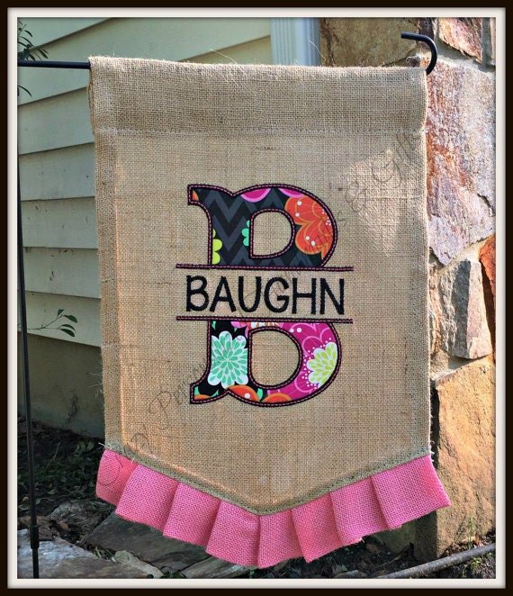 Burlap Garden Flag Personalized Garden Flag Monogrammed