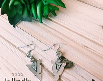 Arrowhead Earrings, Brass Arrowhead Earrings, Silver Arrowhead Earrings, Drop Earrings, Dangle Earrings, Boho Earrings
