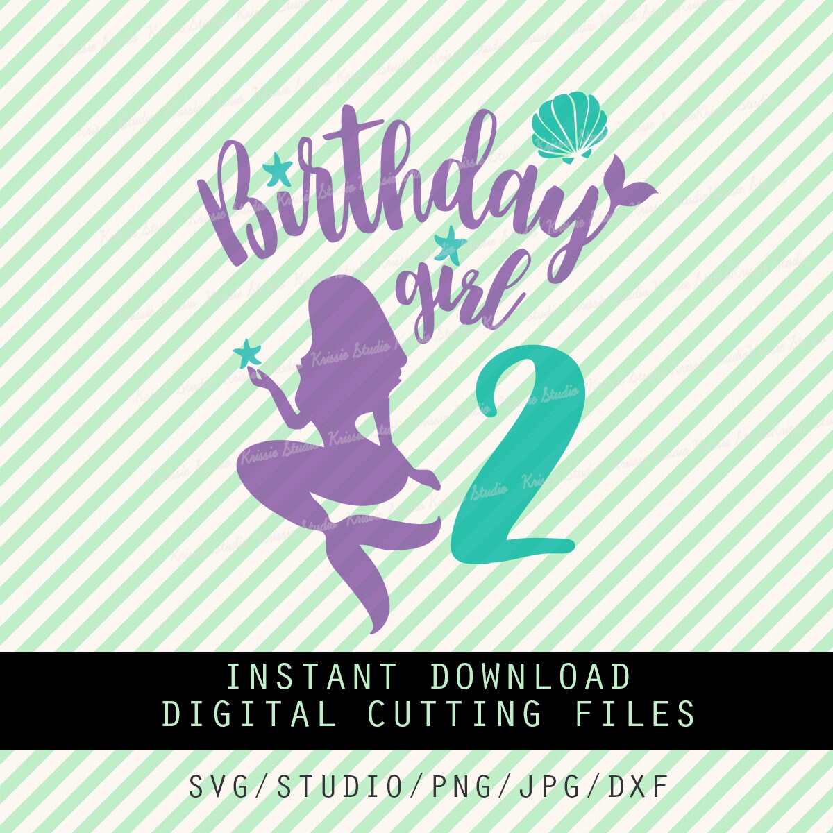 Download Birthday girl 2 Two Mermaid Svg PngJPG DXF cutting file