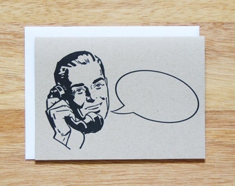 Retro Man Word Bubble Greeting Card