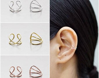 925 Sterling Silver Earrings, Ear Cuff Earring, Gold Plated Earrings, Rose Gold Plated Earrings (Code : E72C)