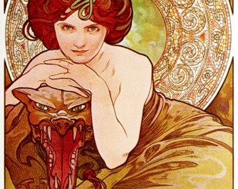 Emerald by Alphonse Mucha PDF Cross Stitch Pattern