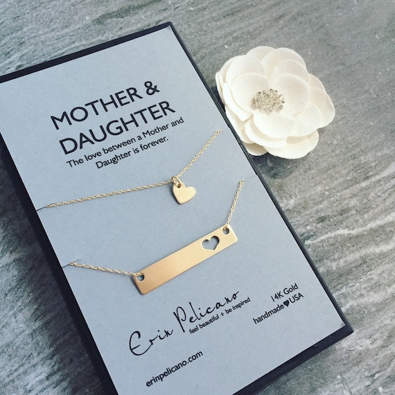 Mothers Day Mother Daughter Necklace Gold Bar Necklace Mother