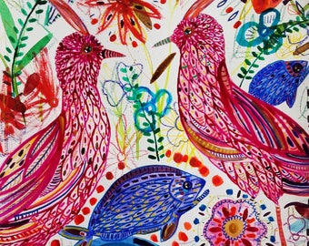 Drawing birds | Etsy