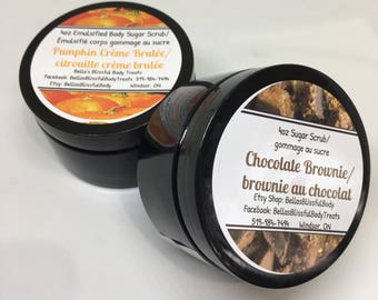 Ensemble de cadeau de gommage au sucre, gommage sucre-lot de 2, gommage au sucre de Brownie au chocolat 4oz, 4oz citrouille gommage, exfoliant, ensemble de gommage au sucre, gommage du corps
