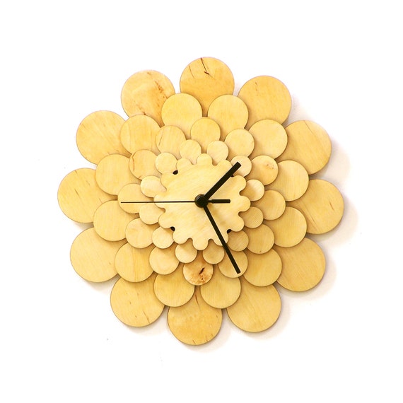 Flower unique stylish wooden wall clock wall art