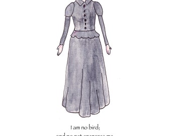 Jane Eyre notecard, Jane Eyre yoga illustration greeting card, Jane Eyre quote, Jane Eyre affirmation, book quote card, yoga illustration
