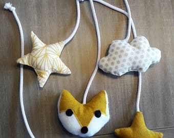 Set of "Fox and Star" mustard yellow and taupe