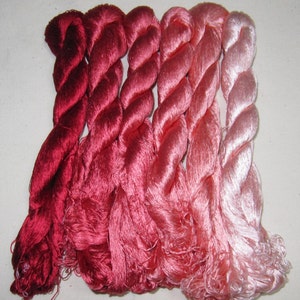 6 skeins Chinese natural mulberry silk embroidery threads floss 440m per skein 114#