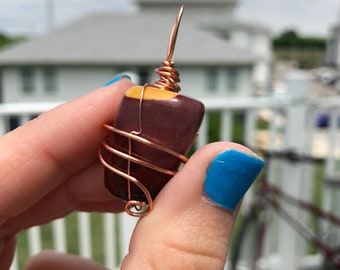 Wire Wrapped Mook Jasper Crystal Pendant