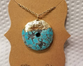 Gold leafed turquoise necklace