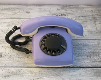 Vintage Purple Rotary Phone Spektr-3 - Working condition - Made in USSR