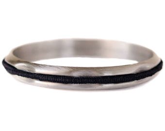 Hair Tie Bracelet, Hair Tie Holder, Hair Tie Bangle - Brushed Silver